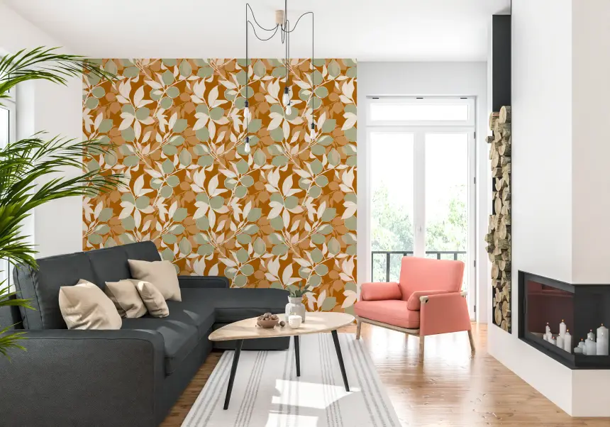 Sage Terracotta Lemon Wallpaper Mediterranean Kitchen Wallpaper