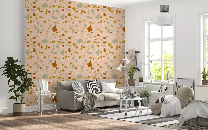 Peach Sage Terrazzo Wallpaper Mediterranean Wallpaper