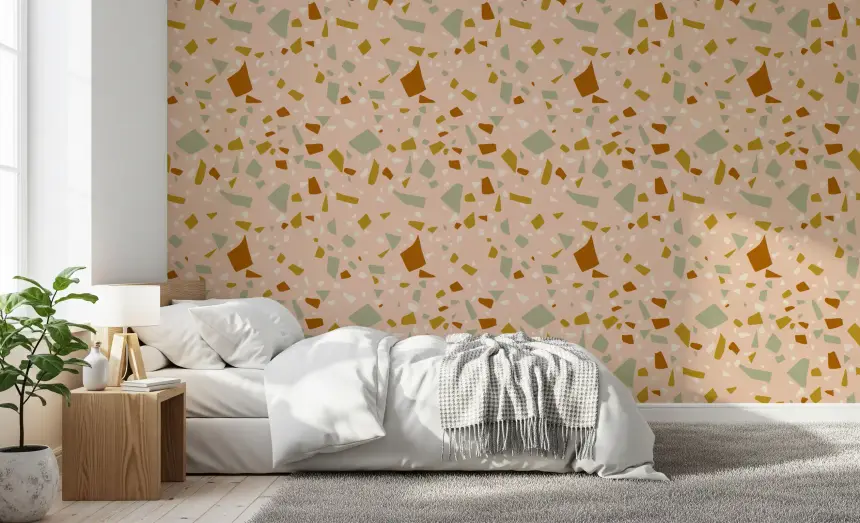 Peach Sage Terrazzo Wallpaper Mediterranean Wallpaper