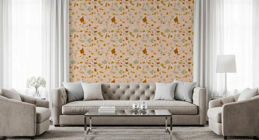 Peach Sage Terrazzo Wallpaper Mediterranean Wallpaper
