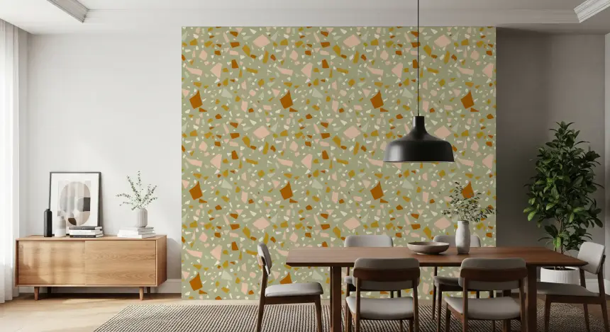 Sage Peach Terrazzo Wallpaper Mediterranean Wallpaper