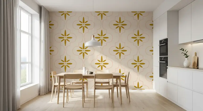 Gold Sand Tile Wallpaper Mediterranean Geometric Wallpaper