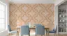 Blush Peach Geometric Trellis Floral Wallpaper 6