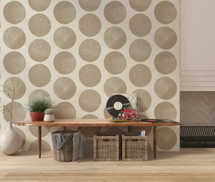 Organic Polka Dots Stippled Modern Warm Beige on Cream Wallpaper
