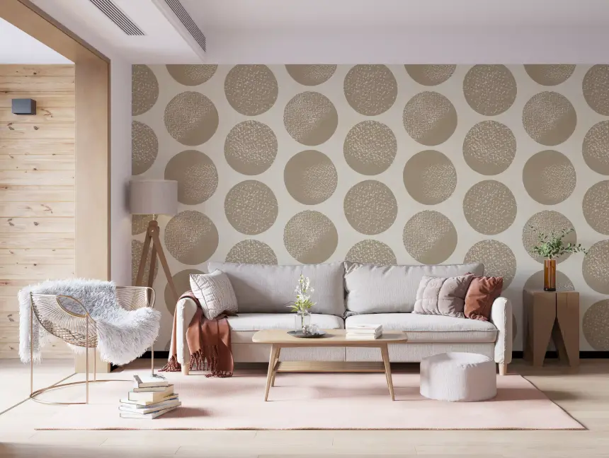 Organic Polka Dots Stippled Modern Warm Beige on Cream Wallpaper