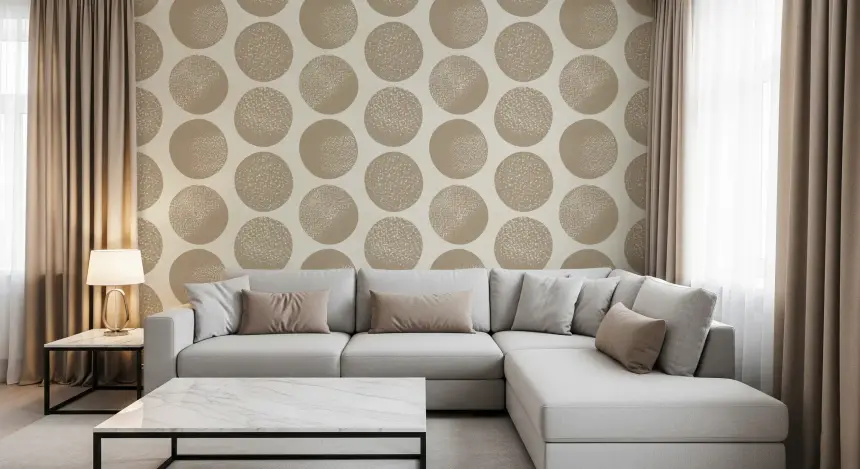 Organic Polka Dots Stippled Modern Warm Beige on Cream Wallpaper