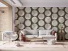 Contemporary Stippled Circle Wallpaper in Cream and Brown 7
