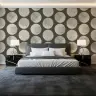 Contemporary Stippled Circle Wallpaper in Cream and Brown 6