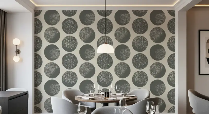 Organic Polka Dots Stippled Modern Slate Grey on Cream Wallpaper