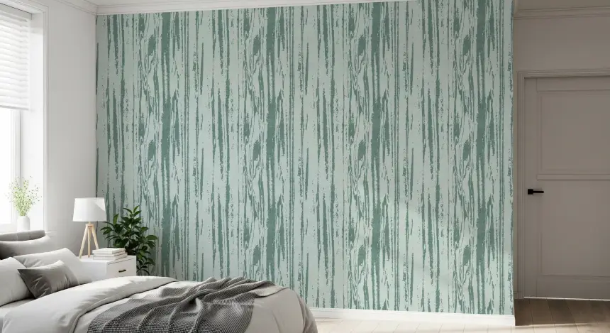Modern Abstract Woodgrain Organic Lines Muted Blue Wallpaper