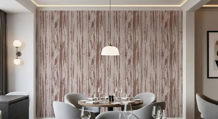 Modern Abstract Woodgrain Organic Lines Dusty Rose Wallpaper