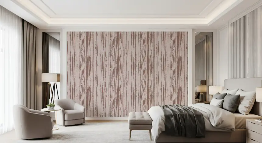 Modern Abstract Woodgrain Organic Lines Dusty Rose Wallpaper