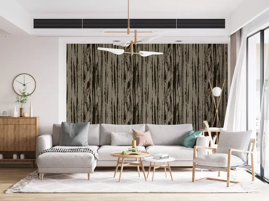 Modern Abstract Woodgrain Organic Lines Walnut Umber Wallpaper