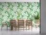 Green and White Tropical Floral Hummingbird Wallpaper 7