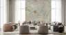 Tranquil Asian Botanical Wall Mural with Red Sun 6