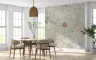 Tranquil Asian Botanical Wall Mural with Red Sun 8