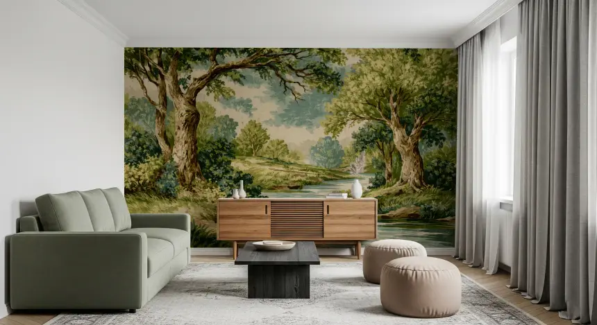 Woodland River Bend Wall Mural