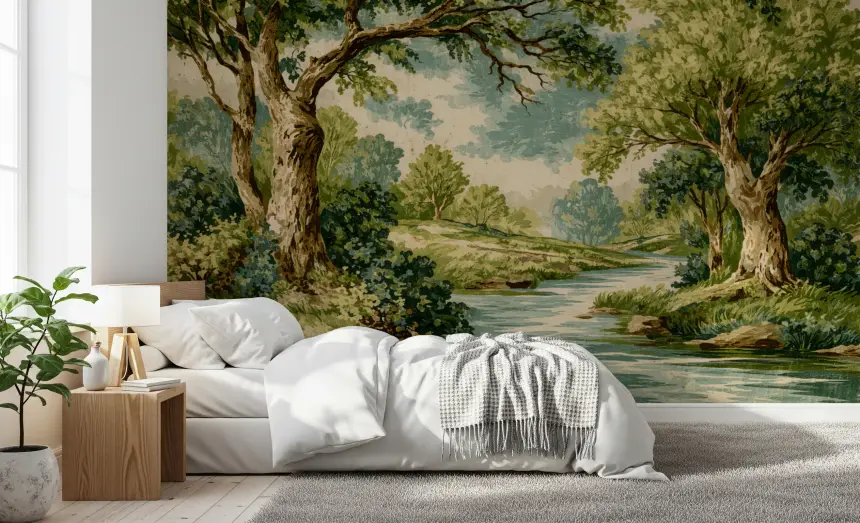 Woodland River Bend Wall Mural