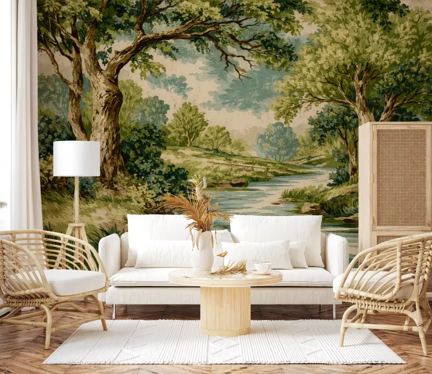 Woodland River Bend Wall Mural