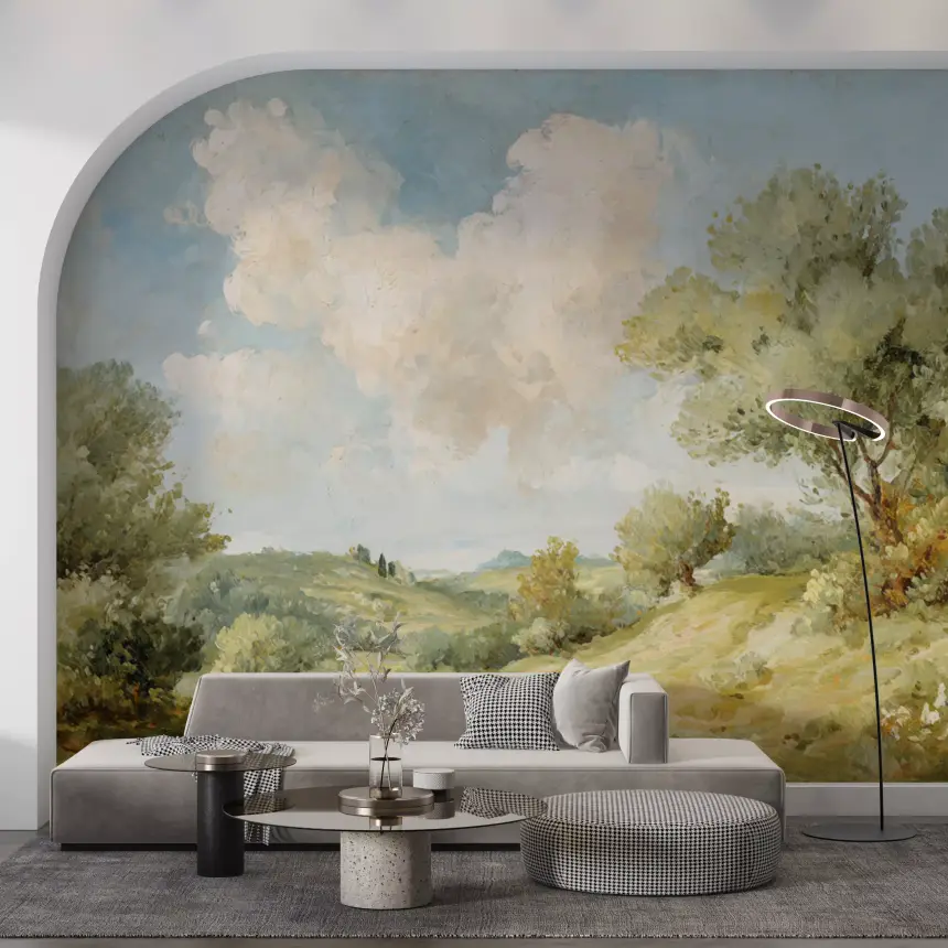 Timeless Hills: a Painted Vista Wall Mural