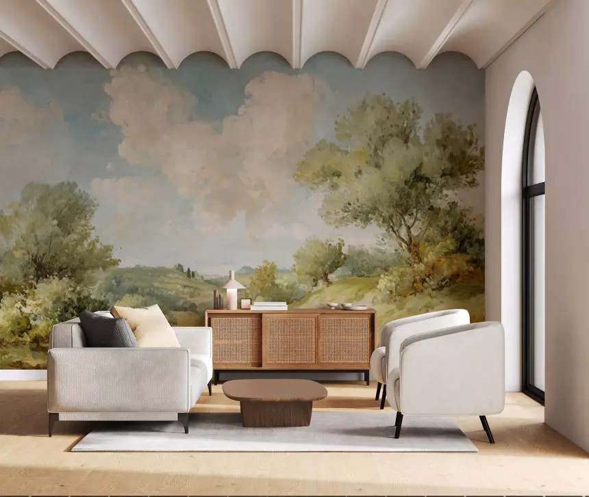 Timeless Hills: a Painted Vista Wall Mural