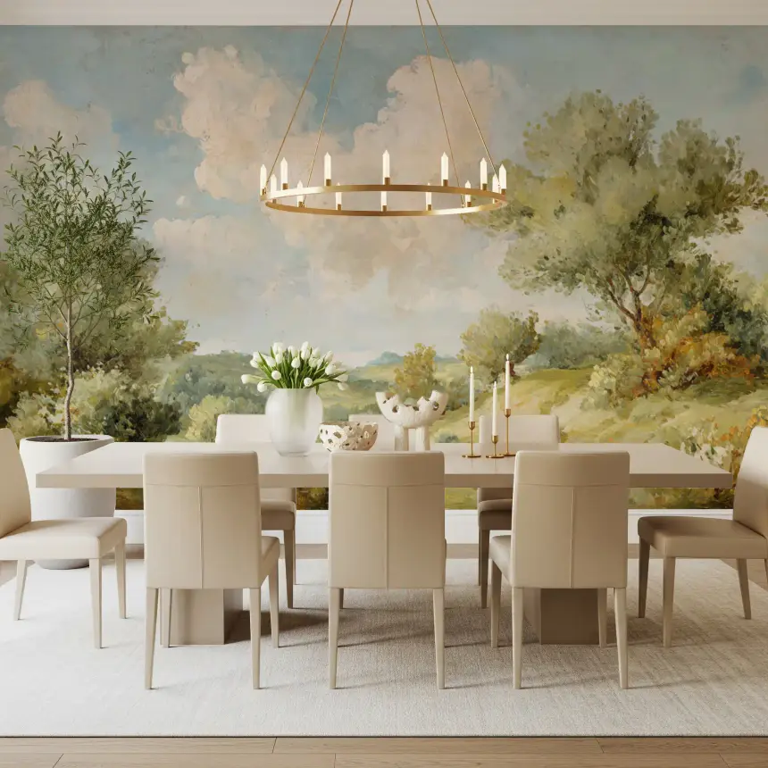 Timeless Hills: a Painted Vista Wall Mural