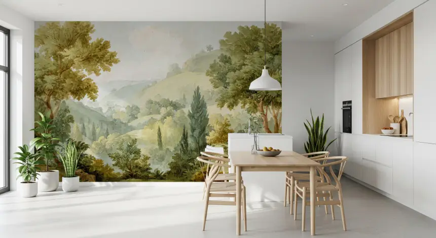 Serene Valley Vista Wall Mural