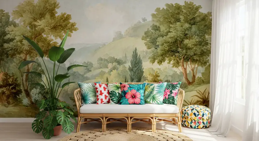 Serene Valley Vista Wall Mural