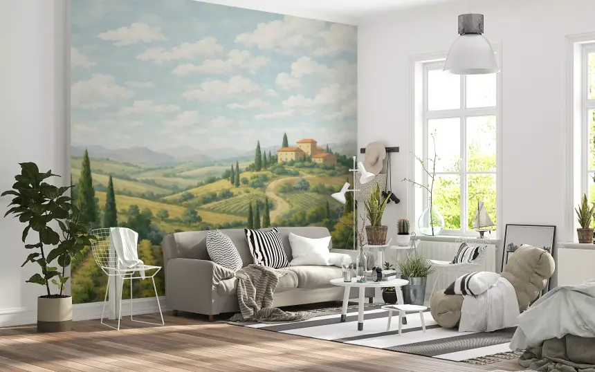 Tuscan Vineyard Vista Wall Mural