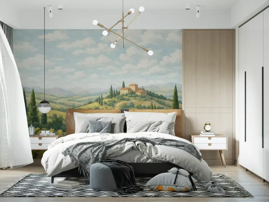 Tuscan Vineyard Vista Wall Mural