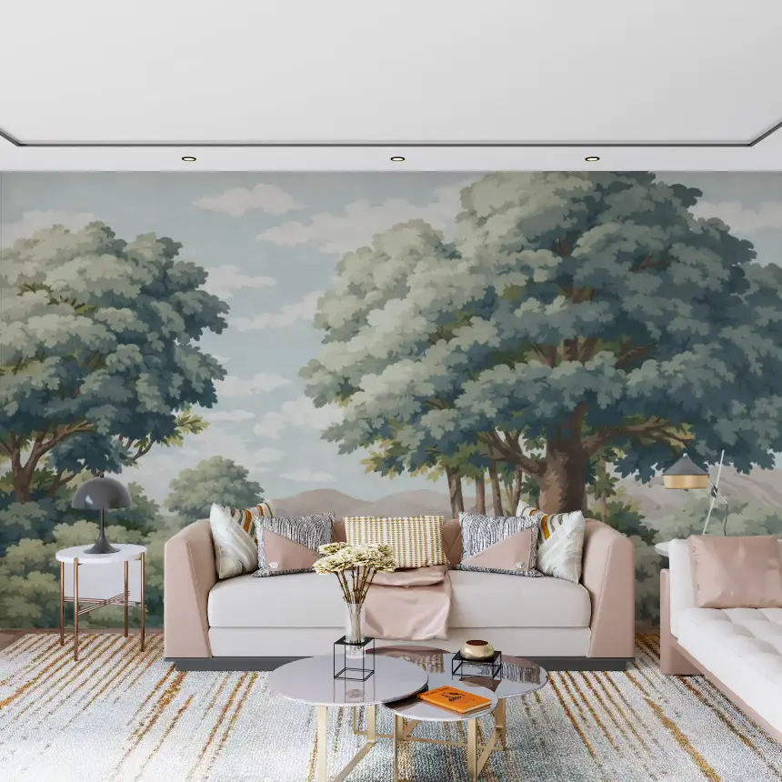 Verdant Horizon Lake Wall Mural