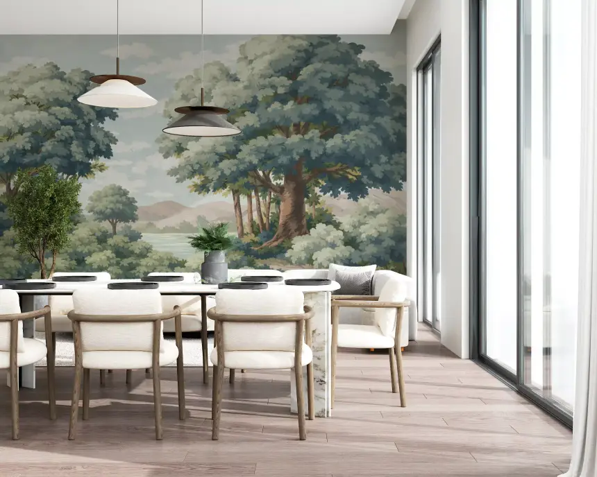 Verdant Horizon Lake Wall Mural