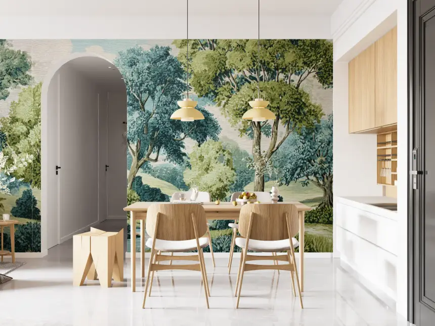 Tranquil Woodland River Vista Wall Mural
