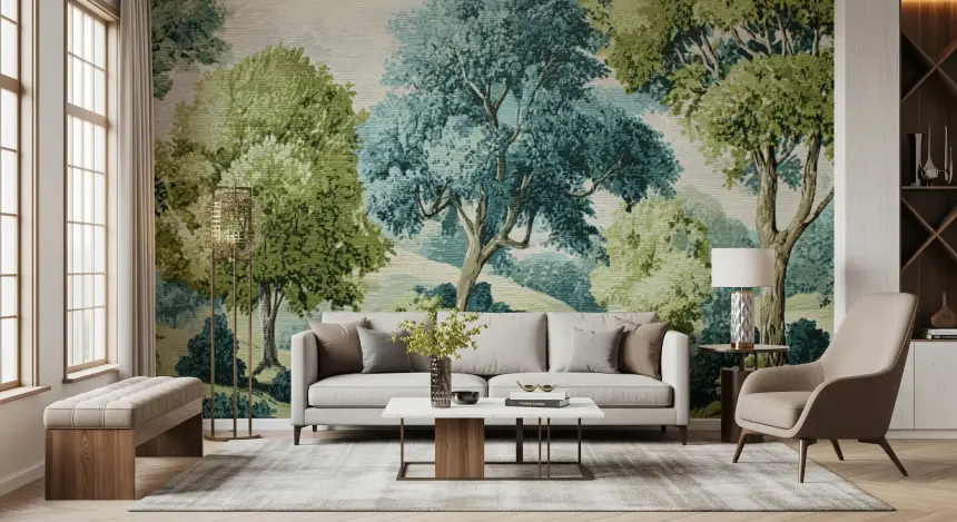 Tranquil Woodland River Vista Wall Mural