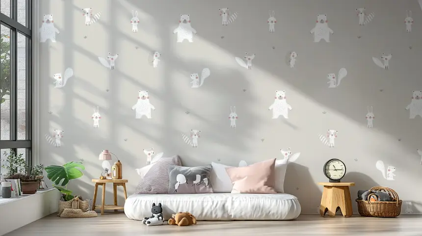 White Color Forest Animals Wallpaper