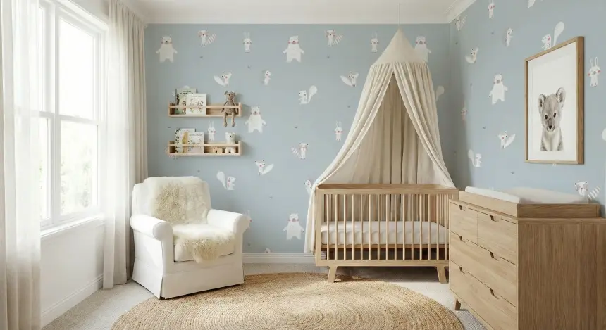 Forest Animals Blue Wallpaper for Walls
