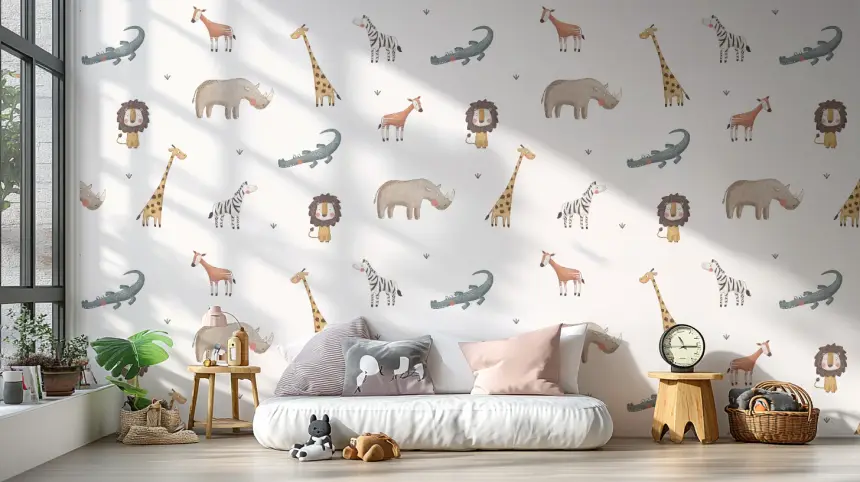 Jungle Safari Animals Wallpaper for Walls