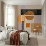 Geometric Abstract Wall Mural in Terracotta and Lilac 8