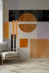 Geometric Abstract Wall Mural in Terracotta and Lilac 7
