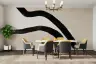 Minimalist Black Wavy Strokes Beige Wall Mural 7