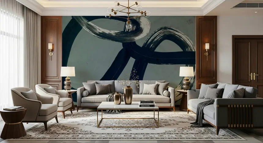 Ink Flow Abstract Curves Wall Mural - 2909265