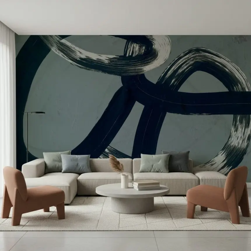 Ink Flow Abstract Curves Wall Mural - 2909265