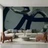 Contemporary Abstract Indigo Brushstroke Wall Mural 6