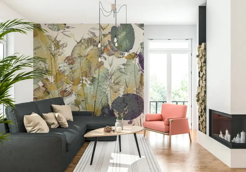 Lush Leaf Overlay Wall Mural -2307857