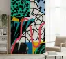 Abstract Teal Yellow Pop Art Graphic Wallpaper Mural 7
