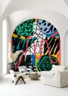 Abstract Teal Yellow Pop Art Graphic Wallpaper Mural 6