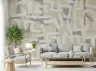 Muted Beige Grey Organic Forms Abstract Wallpaper Mural 8