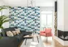Coastal Blue Geometric Quadrant Pattern Wallpaper 6