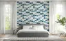 Coastal Blue Geometric Quadrant Pattern Wallpaper 8