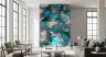 Teal and Grey Abstract Watercolour Wall Mural 8